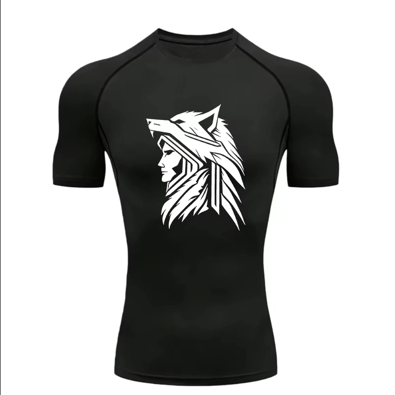 Compression Shorts Athletes - Wolf Knight Design 2026 Kaos Atletik