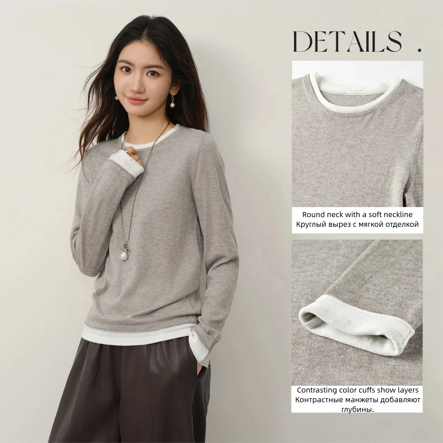 SENTUBILA Sweater Rajut Wanita - Undershirt Crew Neck ulasan dan harga